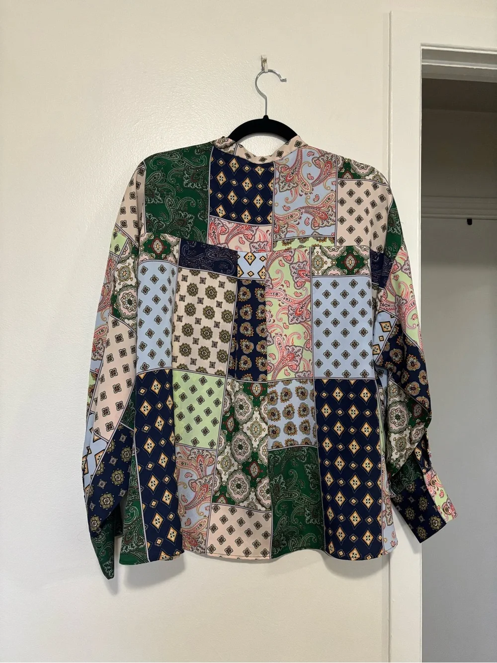 Zara Patchwork Paisley Button-Up Blouse - Picture 6 of 7